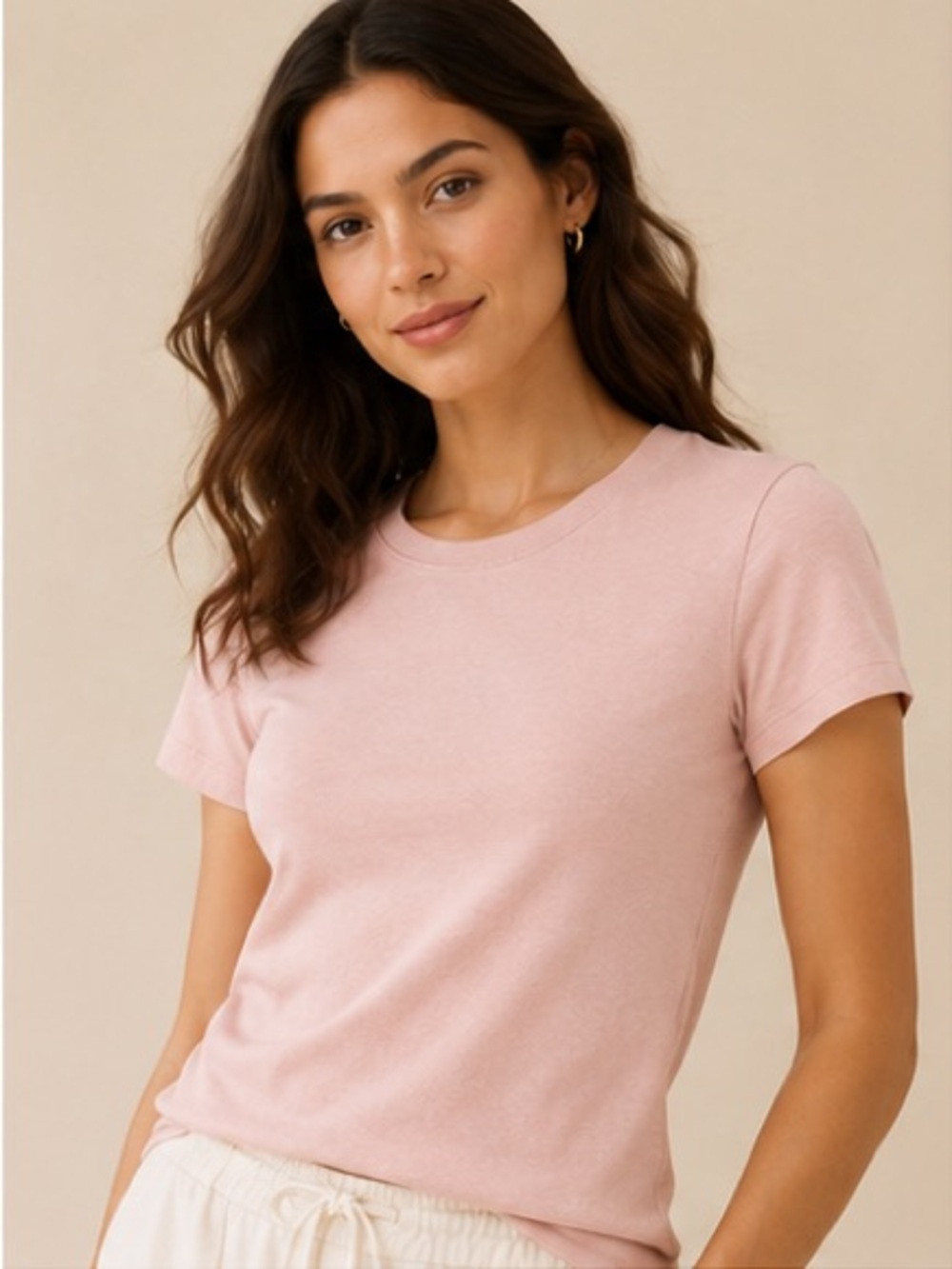 Vince 100% Pima Cotton Dusty Pink Crew Neck Essential Short Sleeve T-Shirt XS